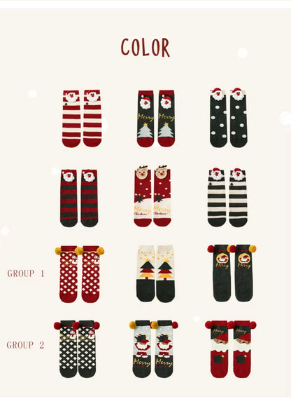 Holiday Socks with Cute Pom-Poms