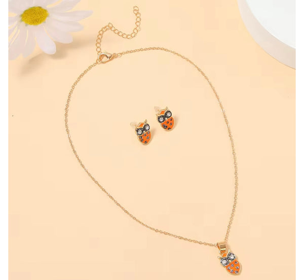 Owl Necklace & Earrings Set