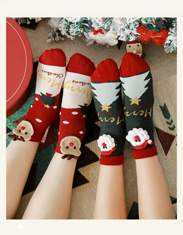 Holiday Socks with Cute Pom-Poms