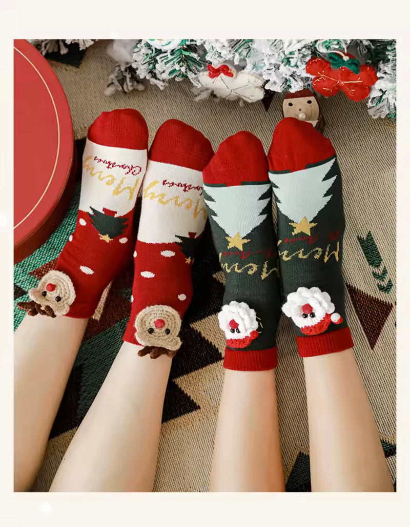 Holiday Socks with Cute Pom-Poms