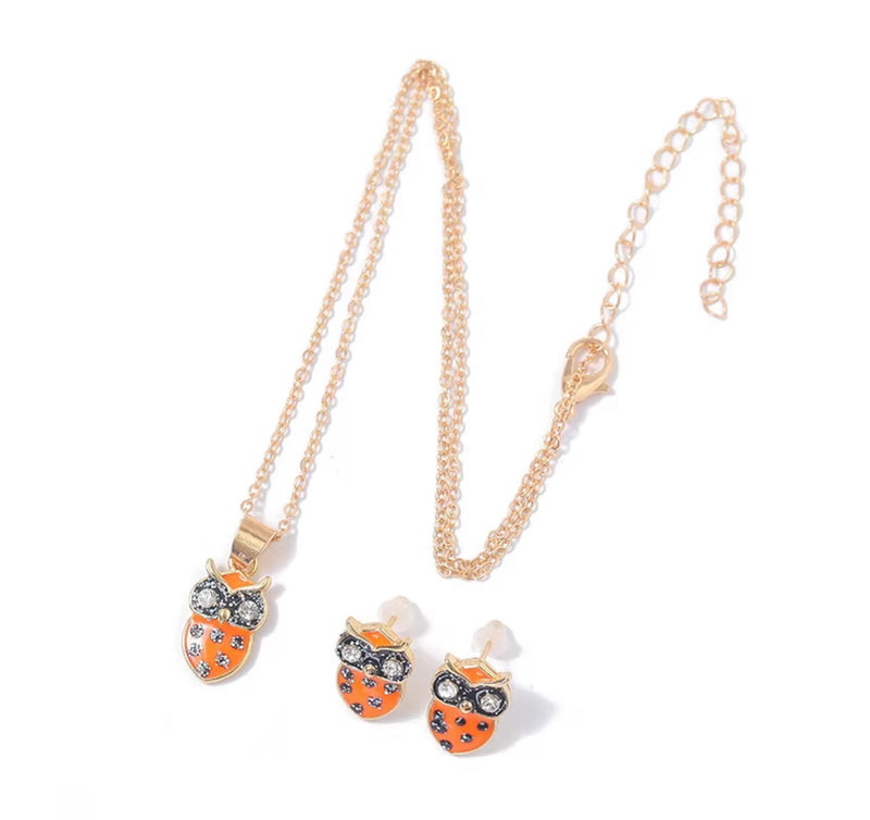 Owl Necklace & Earrings Set