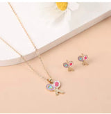 Tennis Racket Necklace & Earrings Set