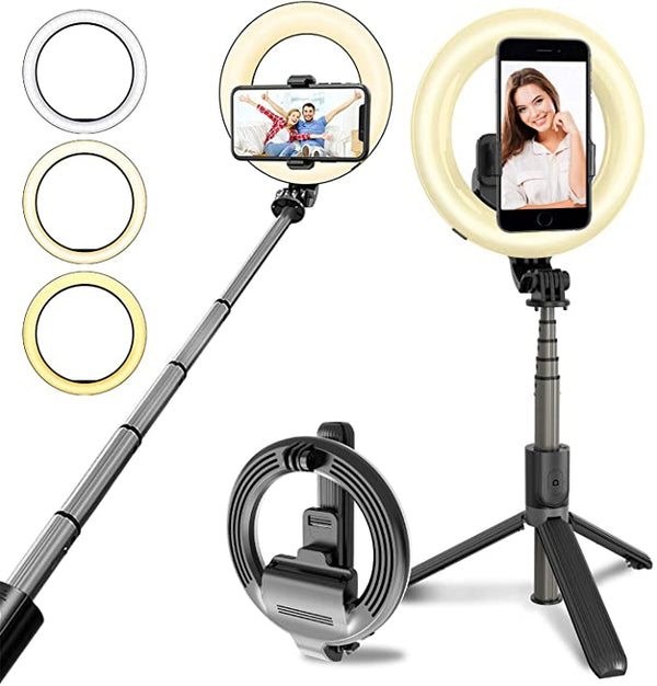 Kabelloses Selfie-Stick-Stativ mit LED-Ringlicht