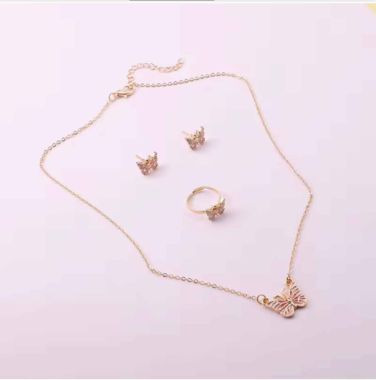 Butterfly Necklace & Earrings Set