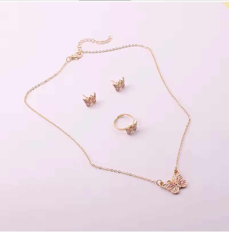 Butterfly Necklace & Earrings Set