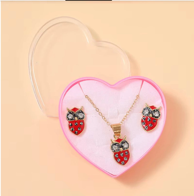 Owl Necklace & Earrings Set