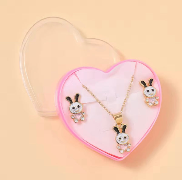 Sweet Bunny Necklace & Earrings Set