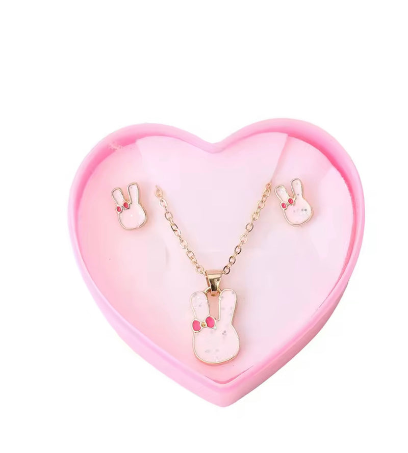 Bunny Face Necklace & Earrings Set